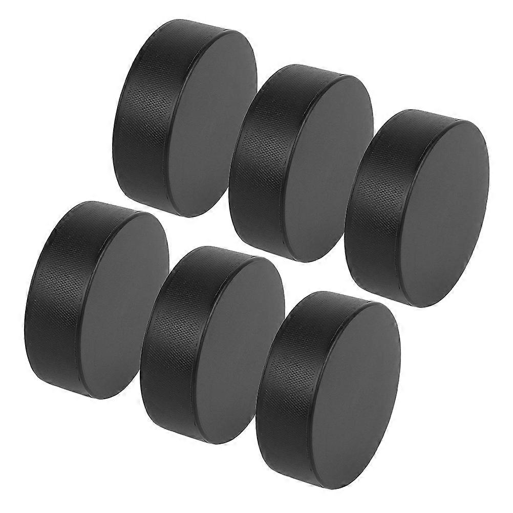 6Pcs Durable PU Foam Hockey Puck for Indoor Outdoor Smooth Surface Play Black