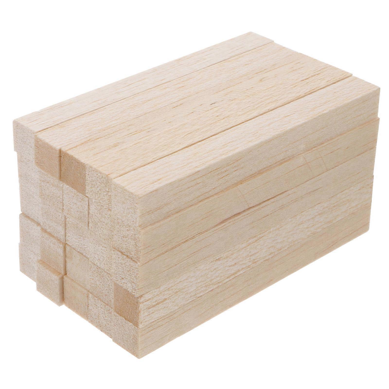 Wooden Square Sticks for DIY Crafts Handicraft Model Materials 25pcs Beige Timber