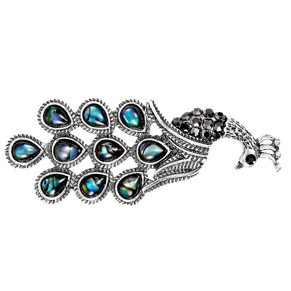 Clothes Brooch Pin Bird Shape Vintage Style Shell Alloy Ornament 1Pack
