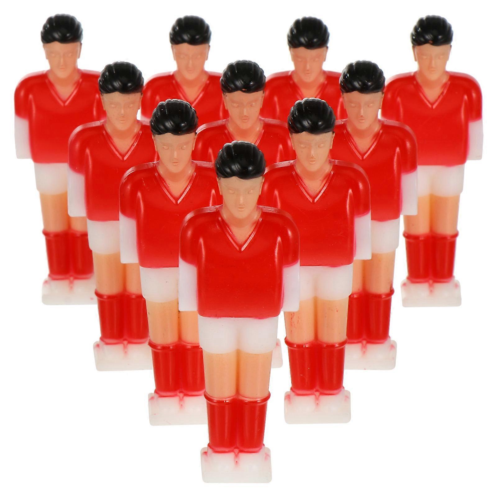 Red Plastic Foosball Men Set for Playing Use 11 Pieces Small Size Table Accessories