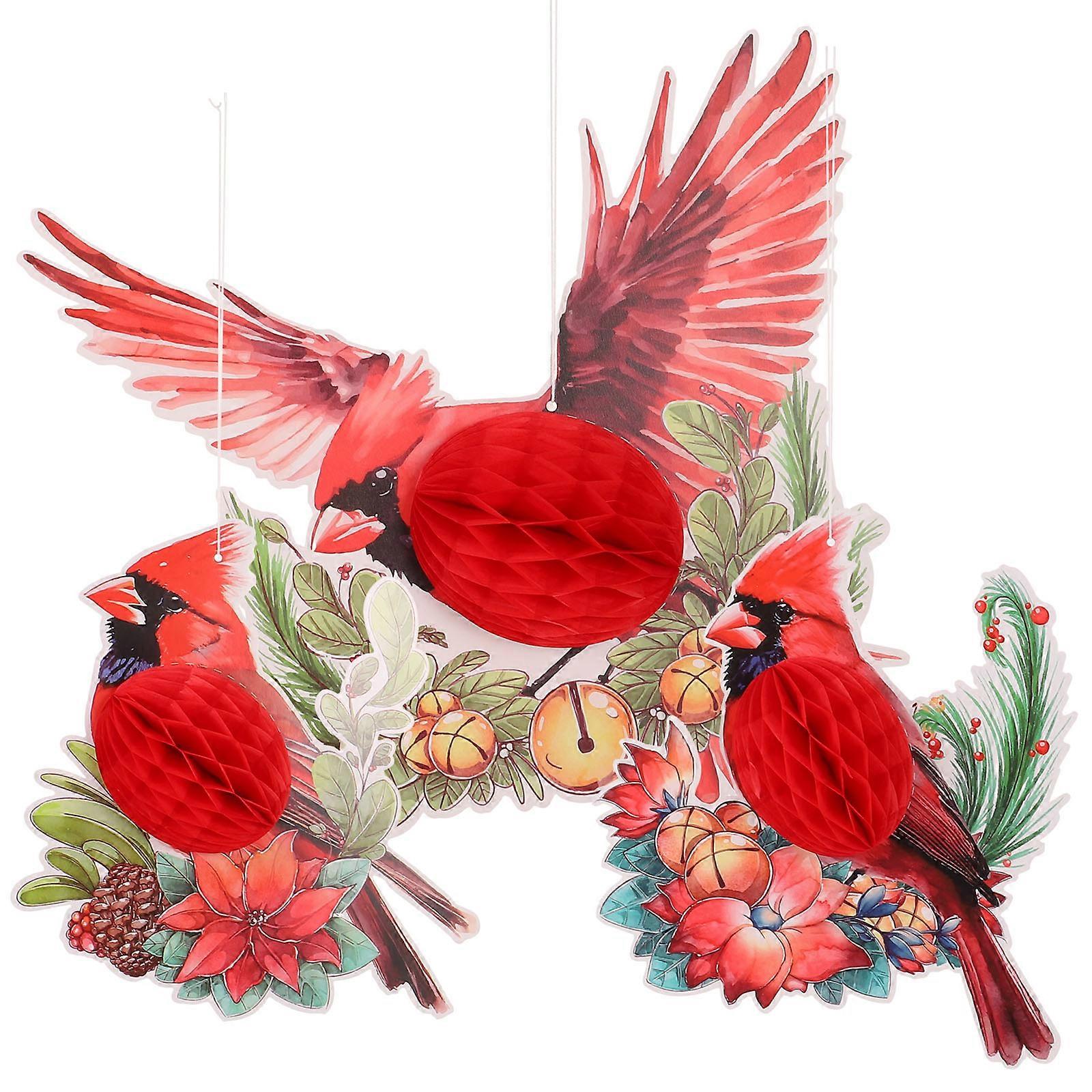 Hanging Bird Decor Festival Style Tree Ornament Celebration Gift Option Family Members Friends 3Pcs