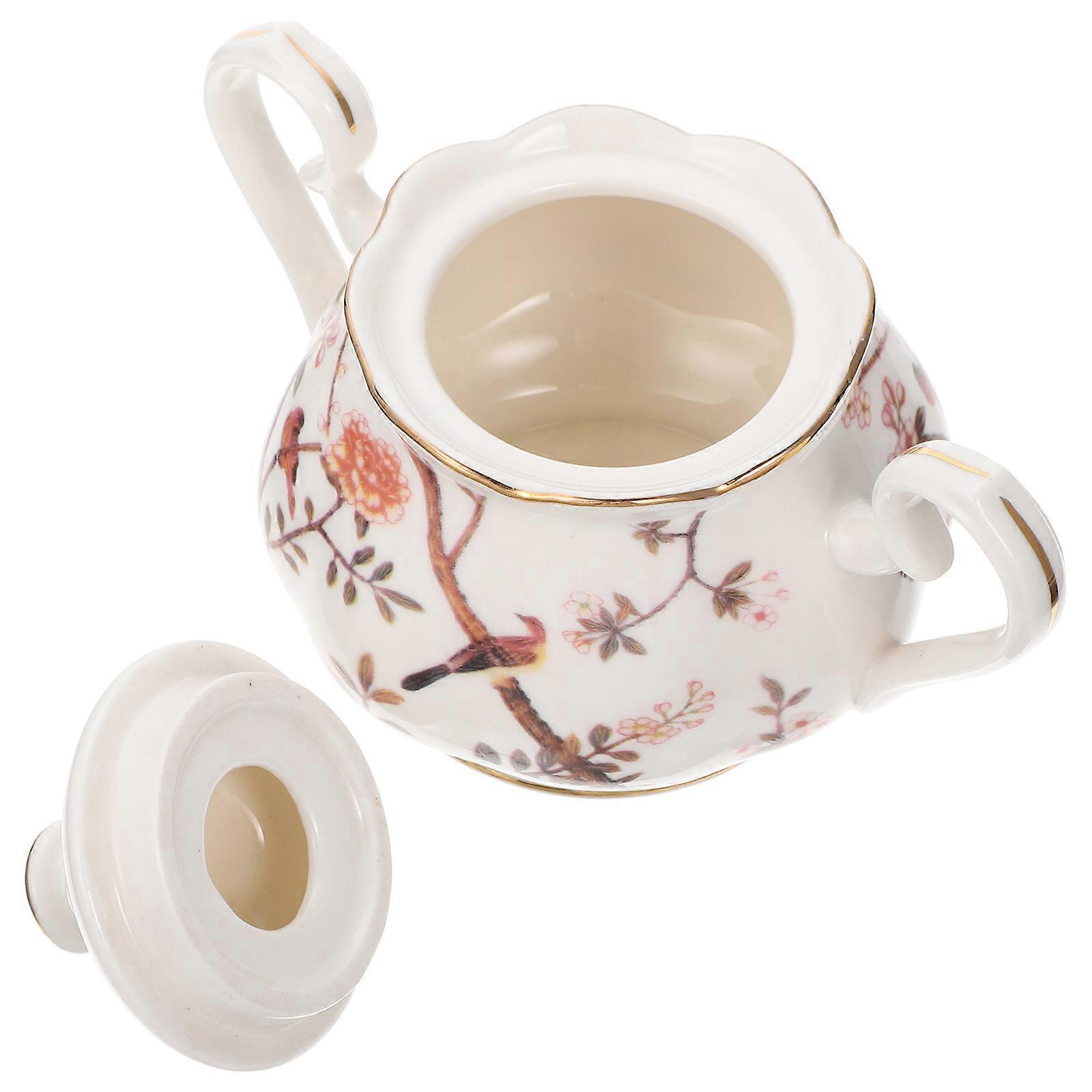 Ceramic Sugar Pot with Lid Multi Functional Tea Pot for Home Use, Elegant Spice Container & Storage Jar for Kitchen Decor