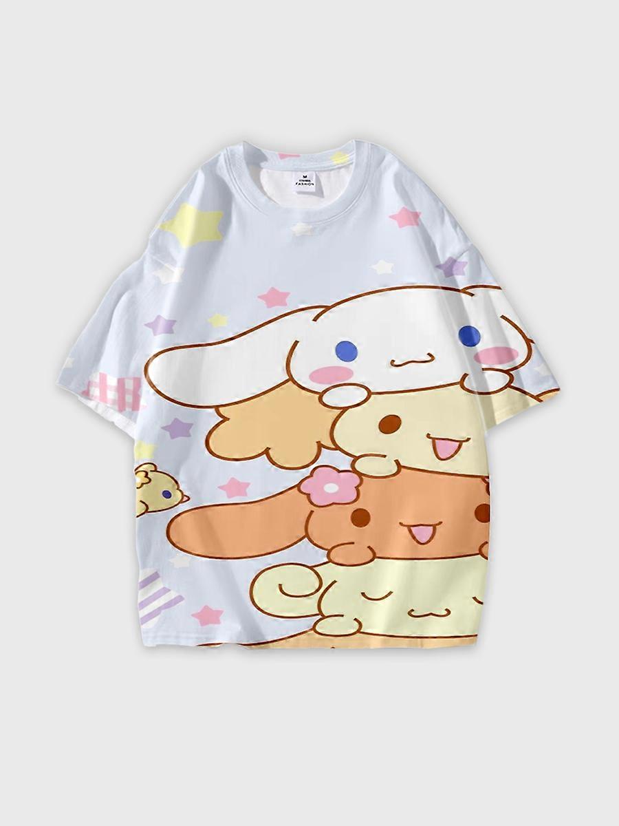 T-shirt round neck Cartoon Pattern loose short sleeve E2379