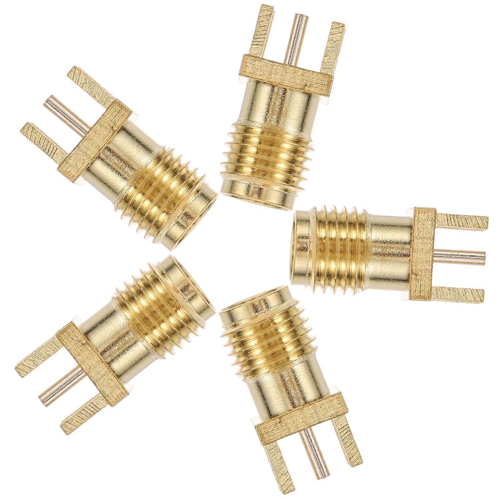 5Pcs Golden SMA Connector Edge Mount Solder Adapter For Cable Connection Targeting Communication And Broadcasting Needs