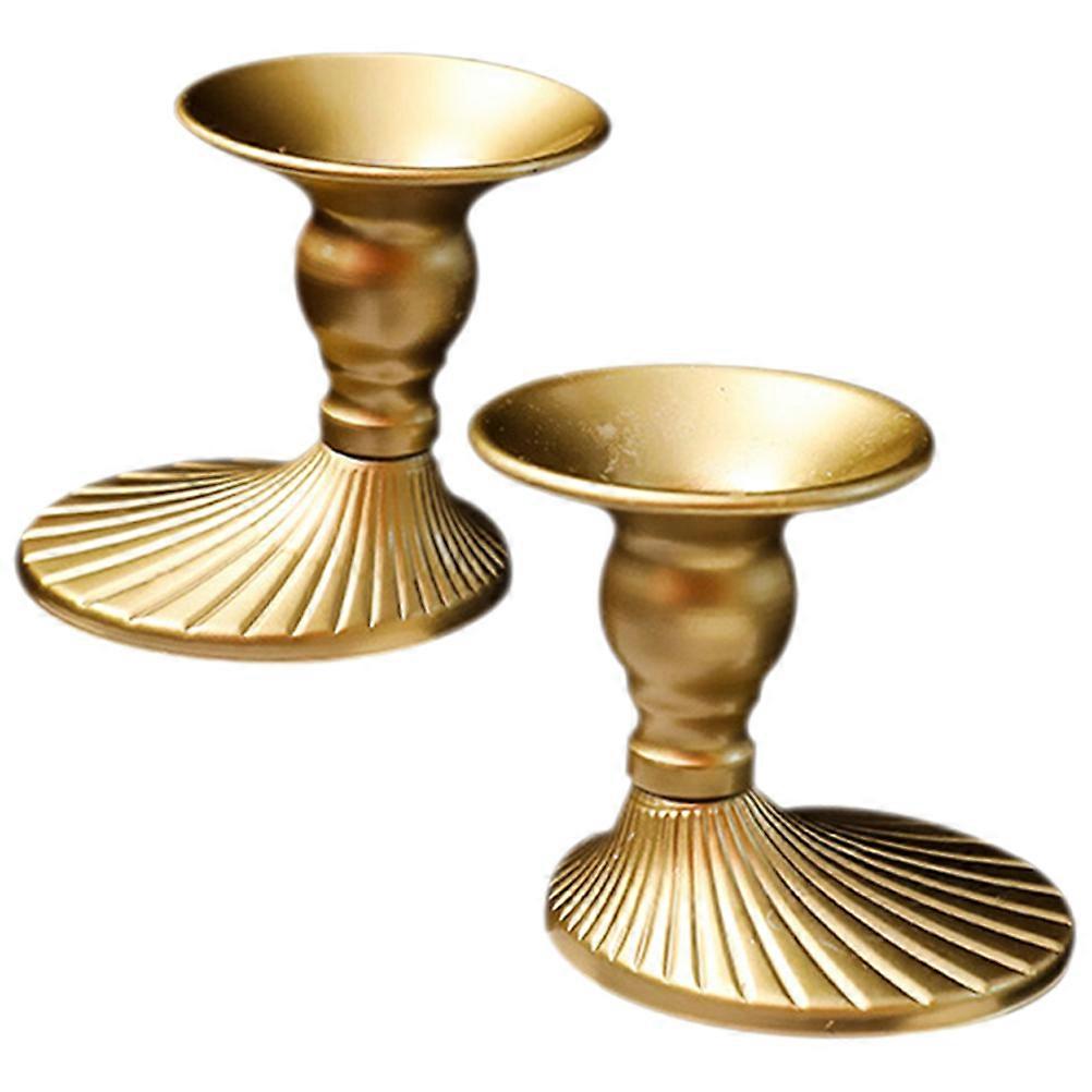 Metal Candlestick Holders Tapered Shape Scandinavian Style Home Users Event Organizers Christmas Decorations 8.50x7.00x2.20cm 2Pcs