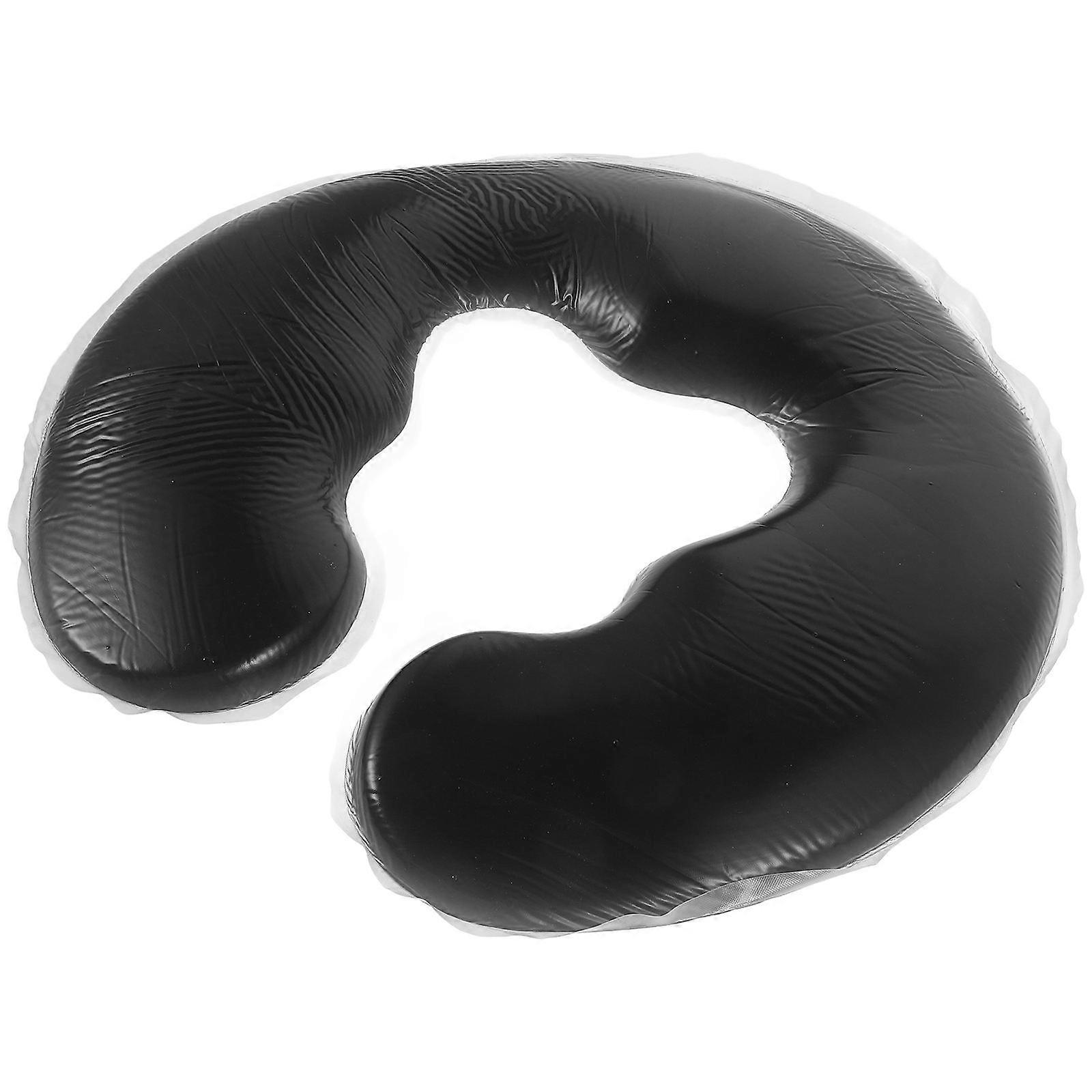 Silicone Pillow Massage Face Relax Headrest U Shaped Soft Cushion Pad for Spa Beauty Salon Black 1 Set