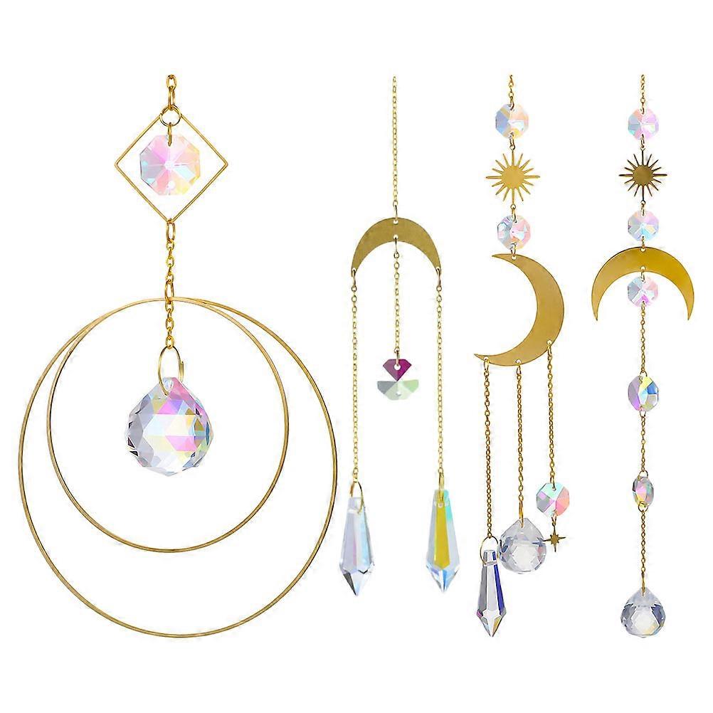 4pcs Crystal Suncatcher Prisms Suncatcher Crystals Pendants Hanging Ornaments