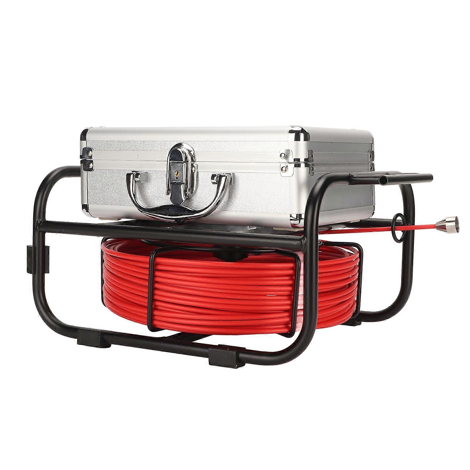 Pipe Endoscope Camera AHD 720P 8 Adjustable LED Light 9in LCD Display Sewer Camera 17mm Dia 100‑240V 50M UK Plug