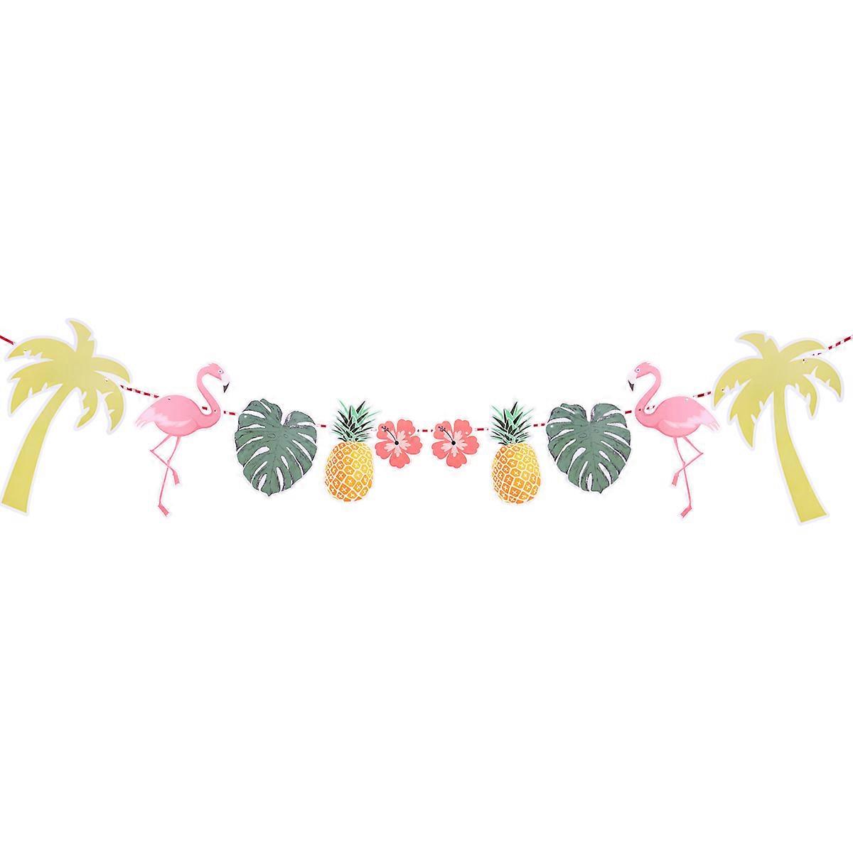 Assorted Color Hawaii Paper Garland for Tropical Theme Party Decoration with Flamingo Pineapple Coconut Designs 60 in
