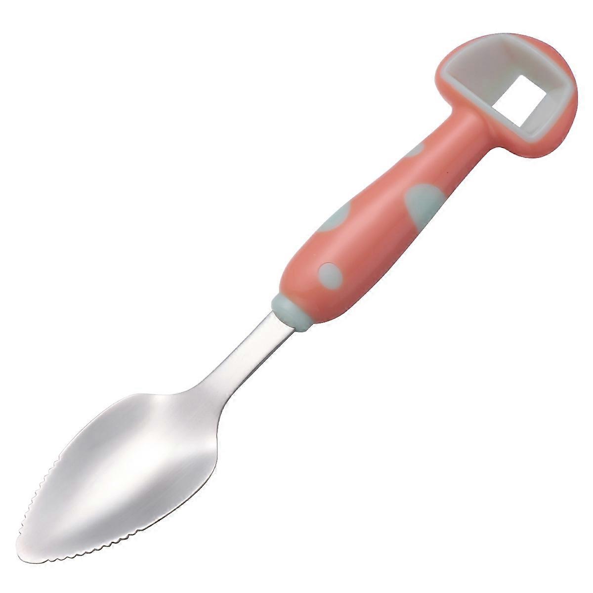 Puree Spoon for Babies Made of Stainless Steel with Serrated Edges and Soft Handle Orange 7.5 inches