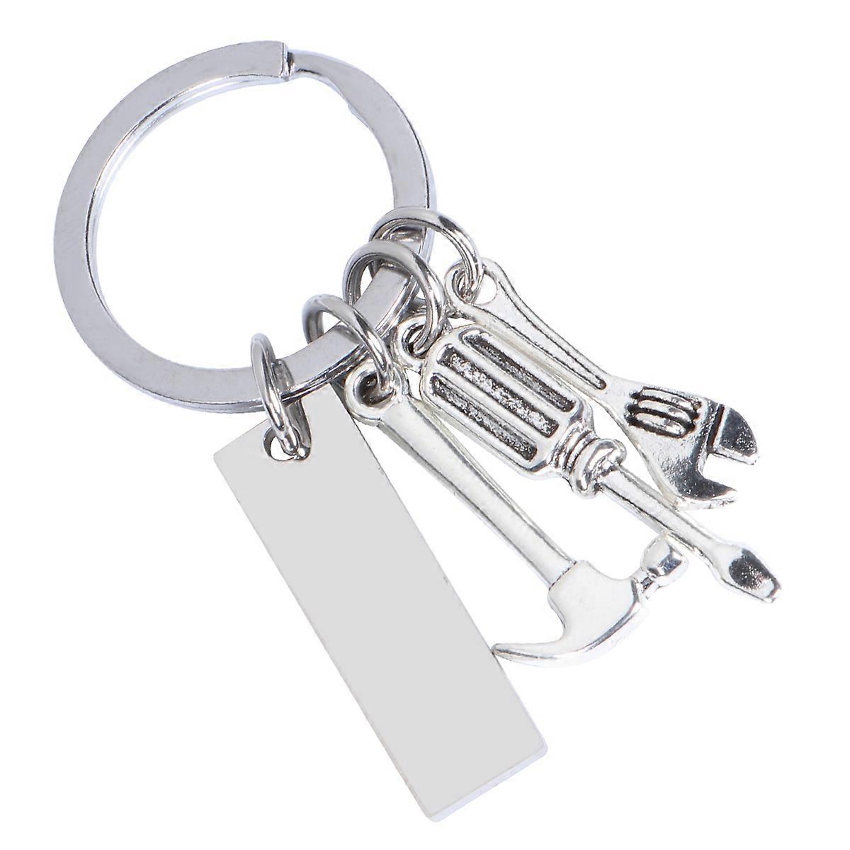 Creative Keychain Stainless Steel Key Chain Screwdriver Shaped Key Holder Silver 5.3X2.5Cm Perfect For Men 1Set
