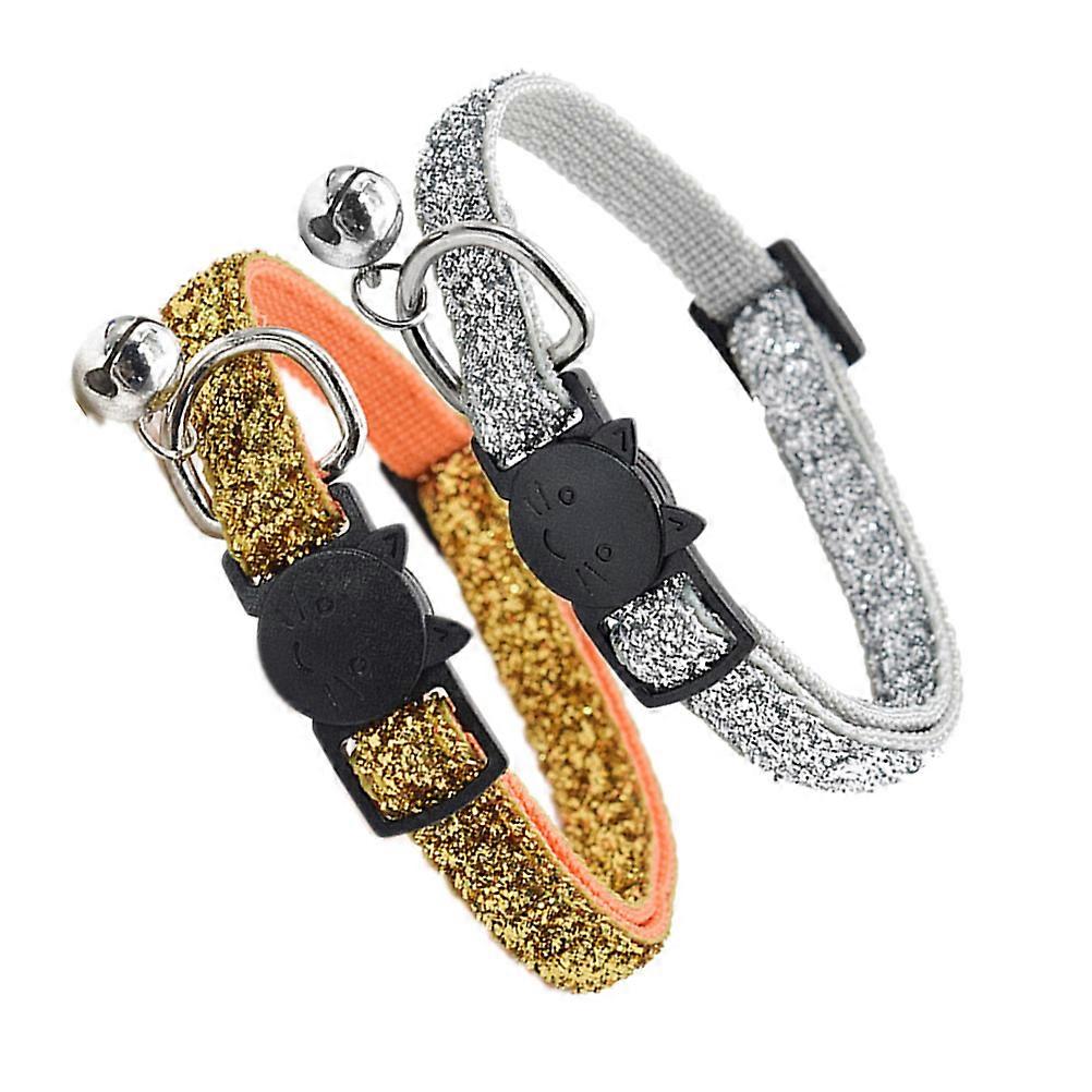 Practical Adjustable Cat Collar 2Pcs Sturdy Safety Clip For Cats And Kittens In Assorted Color Fashionable Design