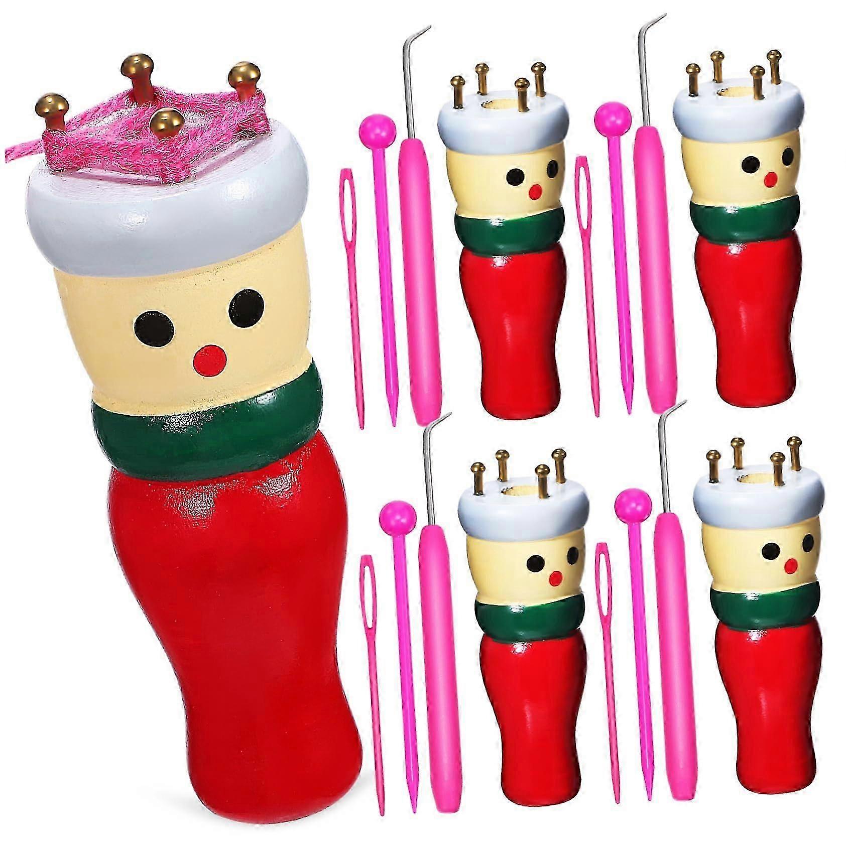 4-Piece Wooden Knitting Tool Set  DIY Weaving Toy for Yarn and Wool Crafters