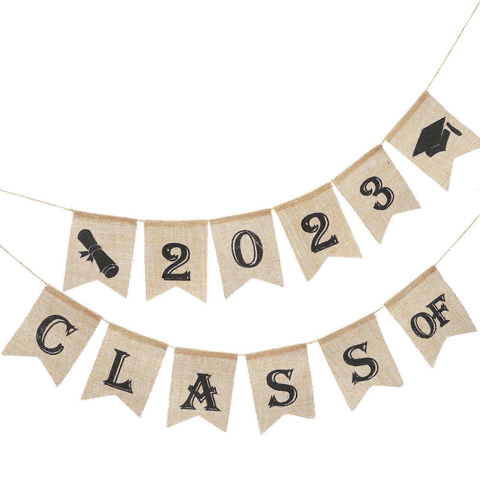 Graduation Ceremony Burlap Banner Set Decorative Hanging Banner for Party Decorations, Photo Props, Celebration Event