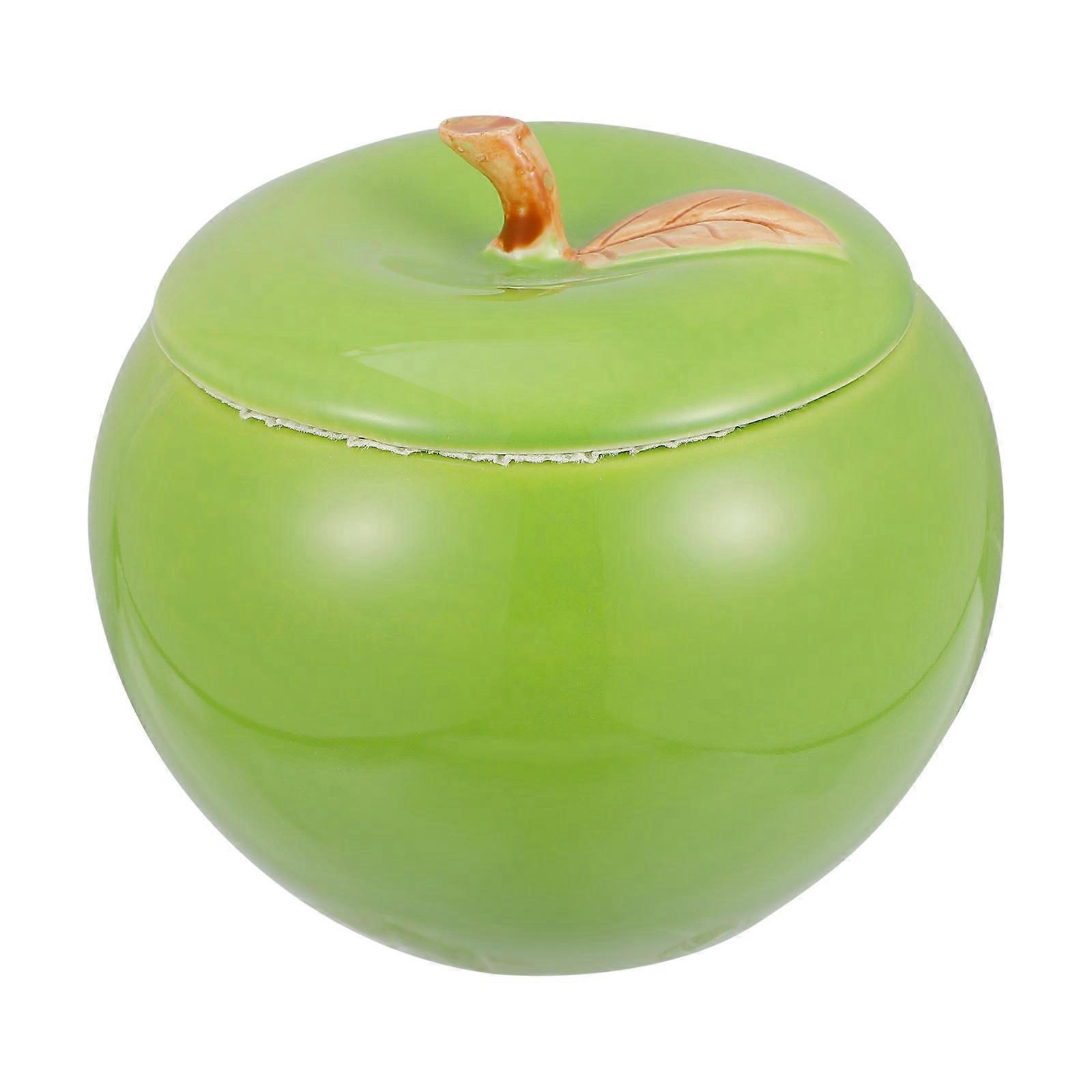 Candy Storage Jars With Lid 1Pack Fruit Shaped Design For Home Display Green High Class Ceramic 9.5X8Cm