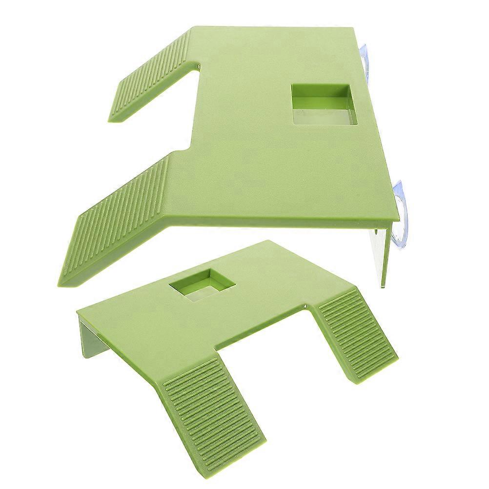 Turtle Aquarium Basking Platform with Suction Cups Green ABS Floating Dock for Pet Use 2pcs