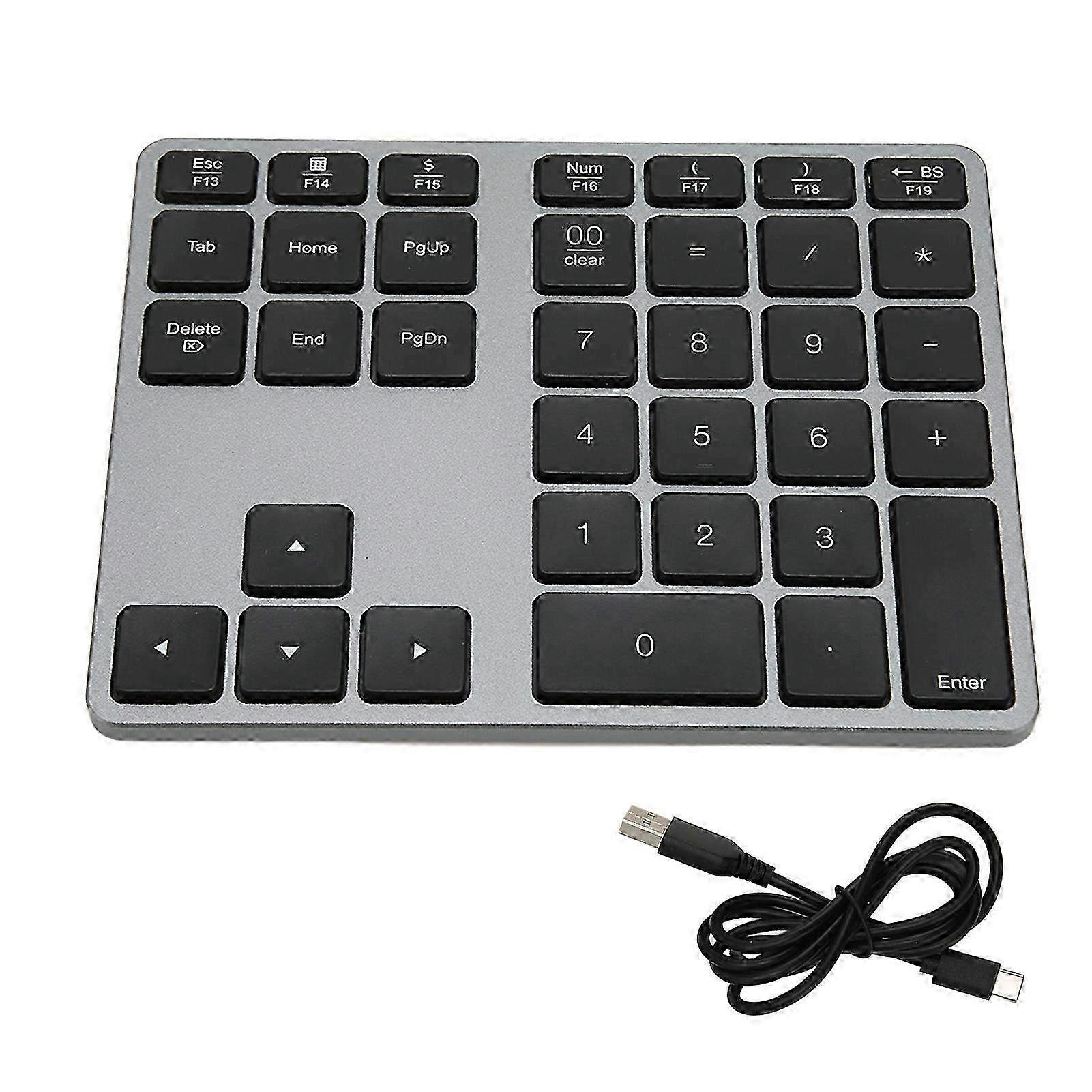 Wireless 35-Key Numeric Keypad with Scissor Switch & Aluminium Alloy Case - Bluetooth 5.0 Portable Number Pad for Desktop, Laptop & Tablet
