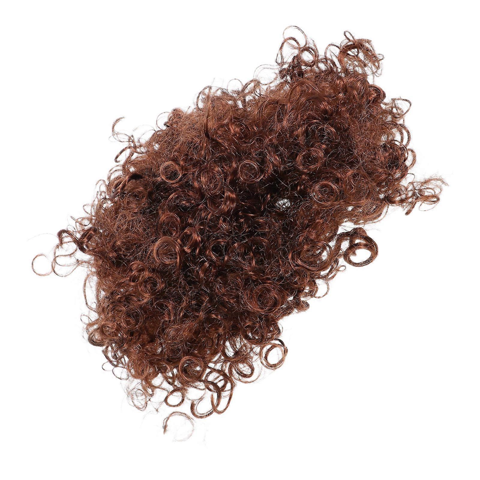 Brown PET Masquerade Wig with Elastic Design for Head Decor Perfect for Parties and Carnivals 7.5 Inches