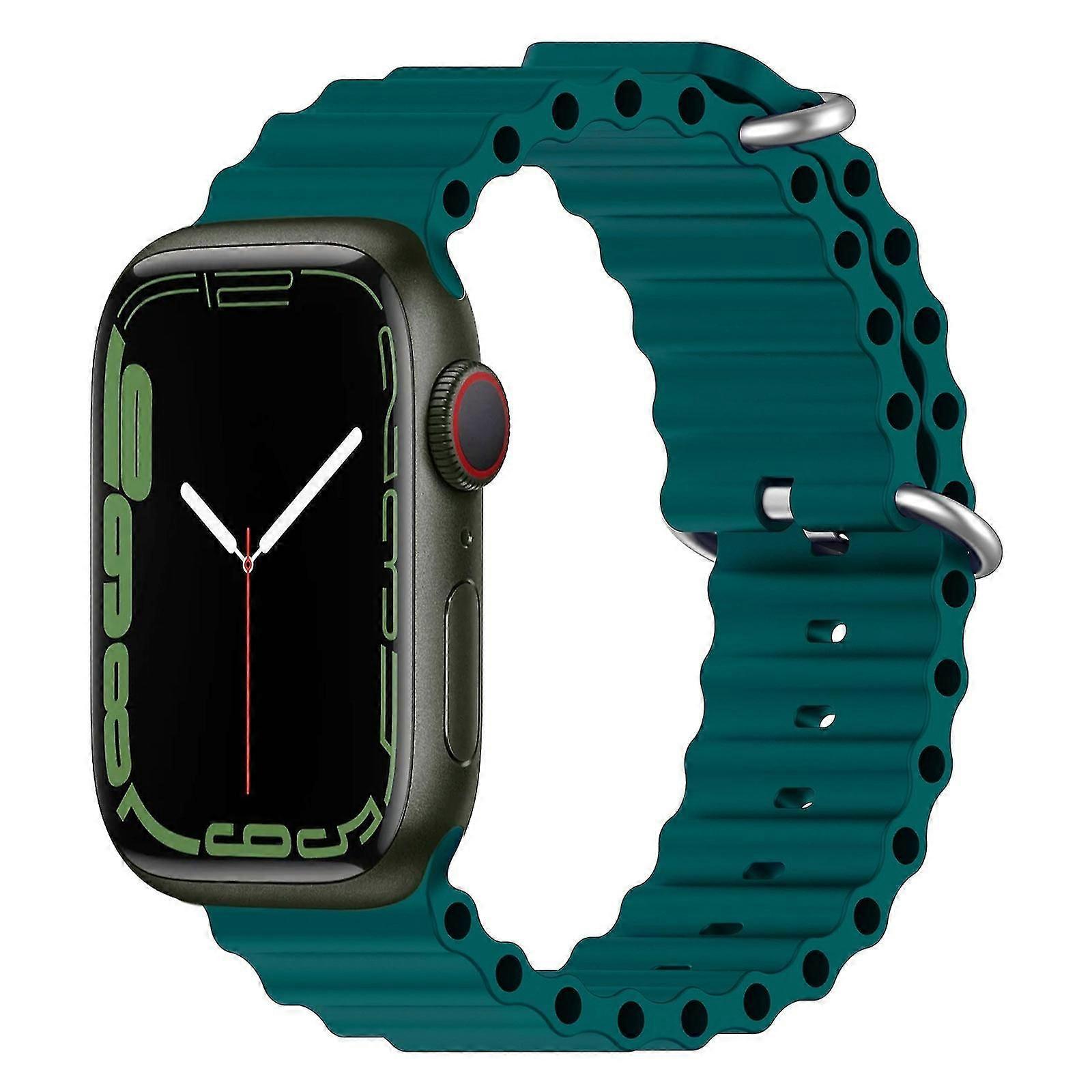 Ocean Silicone Watch Band for Apple Watch Series 8&7 41mm/SE 2&6&SE&5&4 40mm/3&2&1 38mm