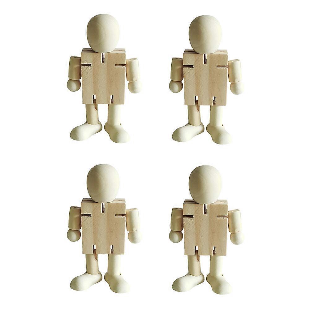 Beige Wooden Crafts Set of 4 for Playing Unique Home Ornaments and Desktop Decor