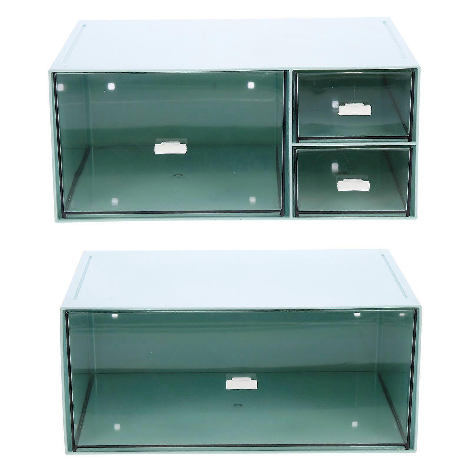 Sky-Blue Stackable Storage Box For Daily Use With Drawer Type Design 2Pcs