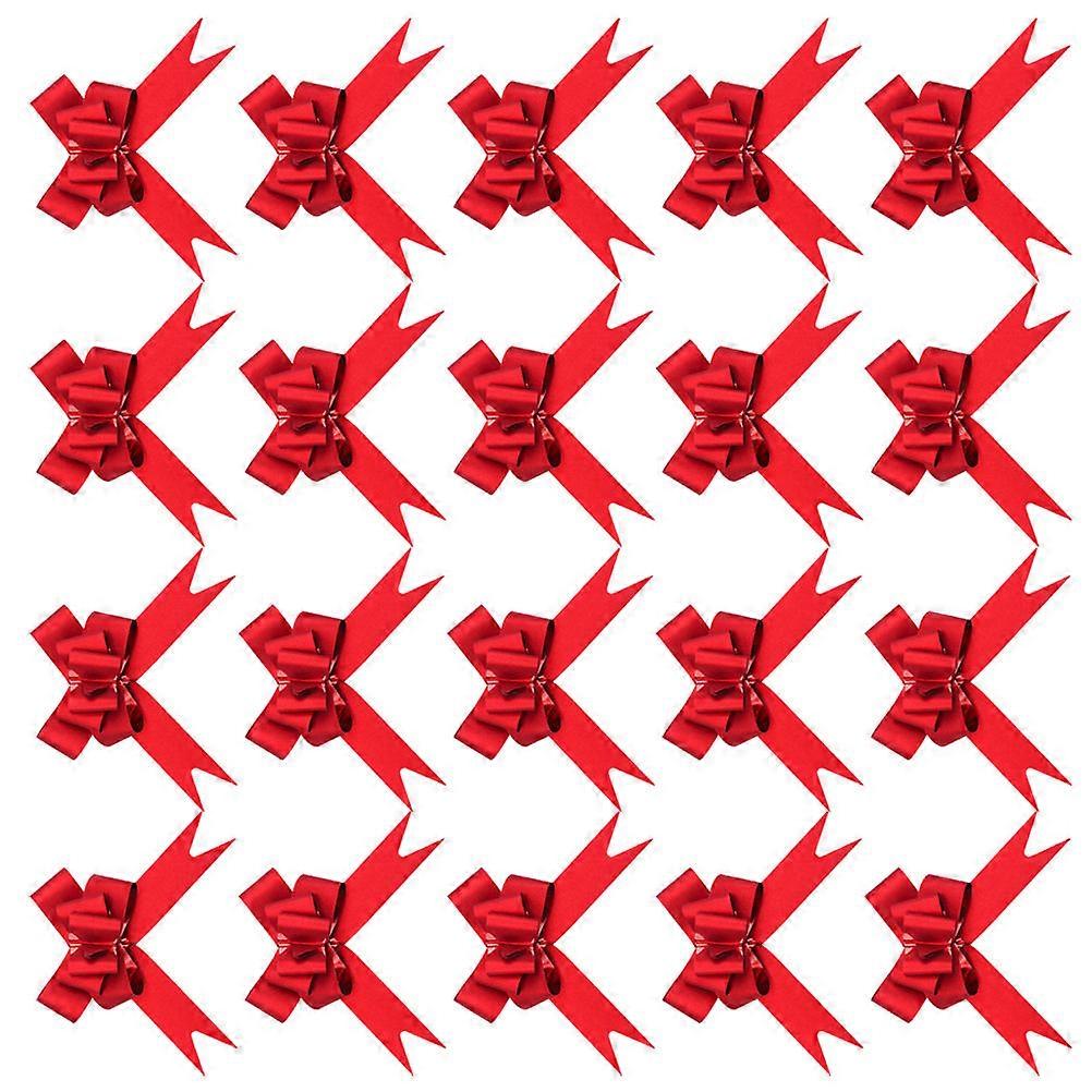 Beautiful Pull Bowknots with Snowflake Pattern for Decoration 20 Pcs Red Ribbon 18cm