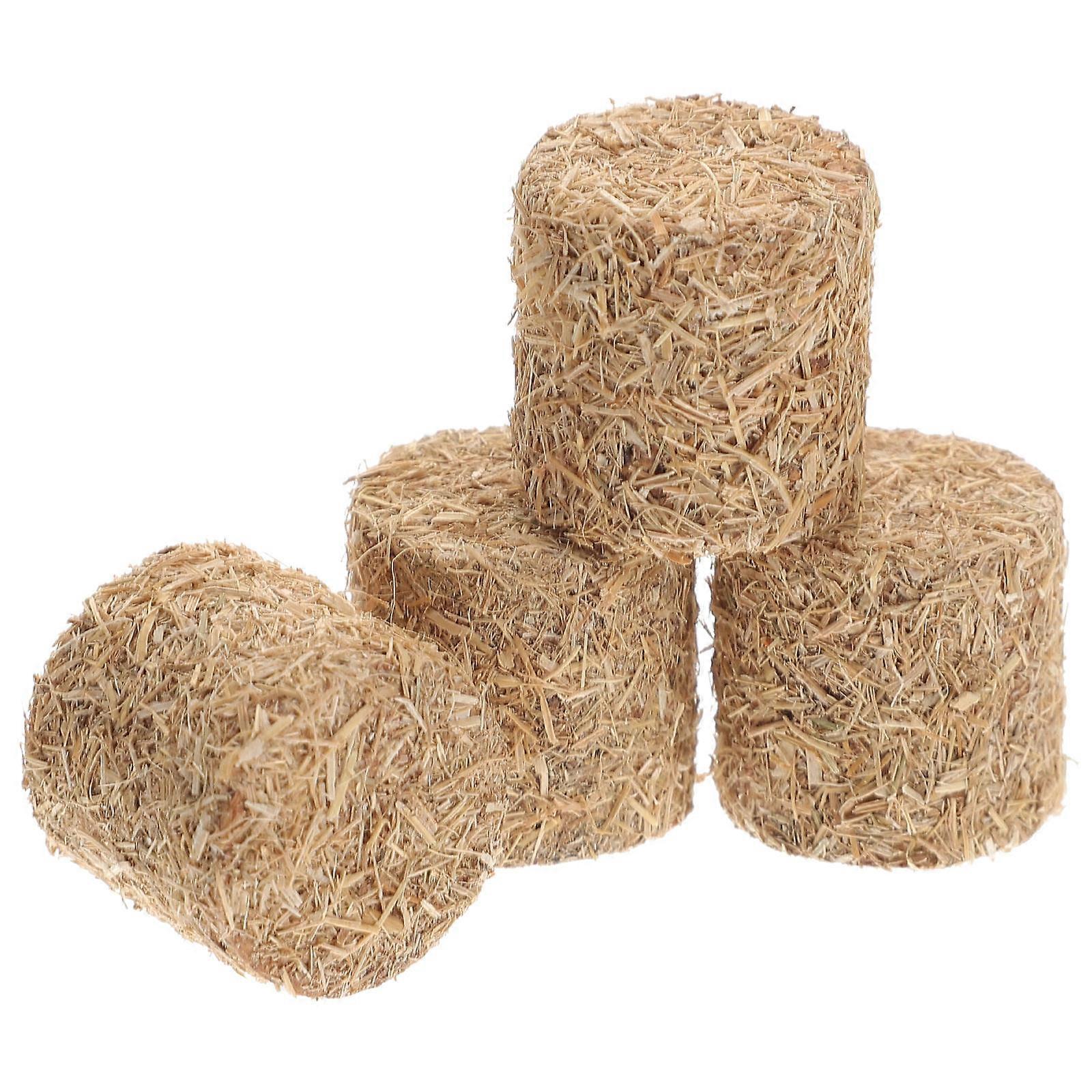 Wood Haystack Decor for DIY Use Light Brown Mini Bales Model Perfect for Garden Scene Layout Prop Decor 4 Pieces