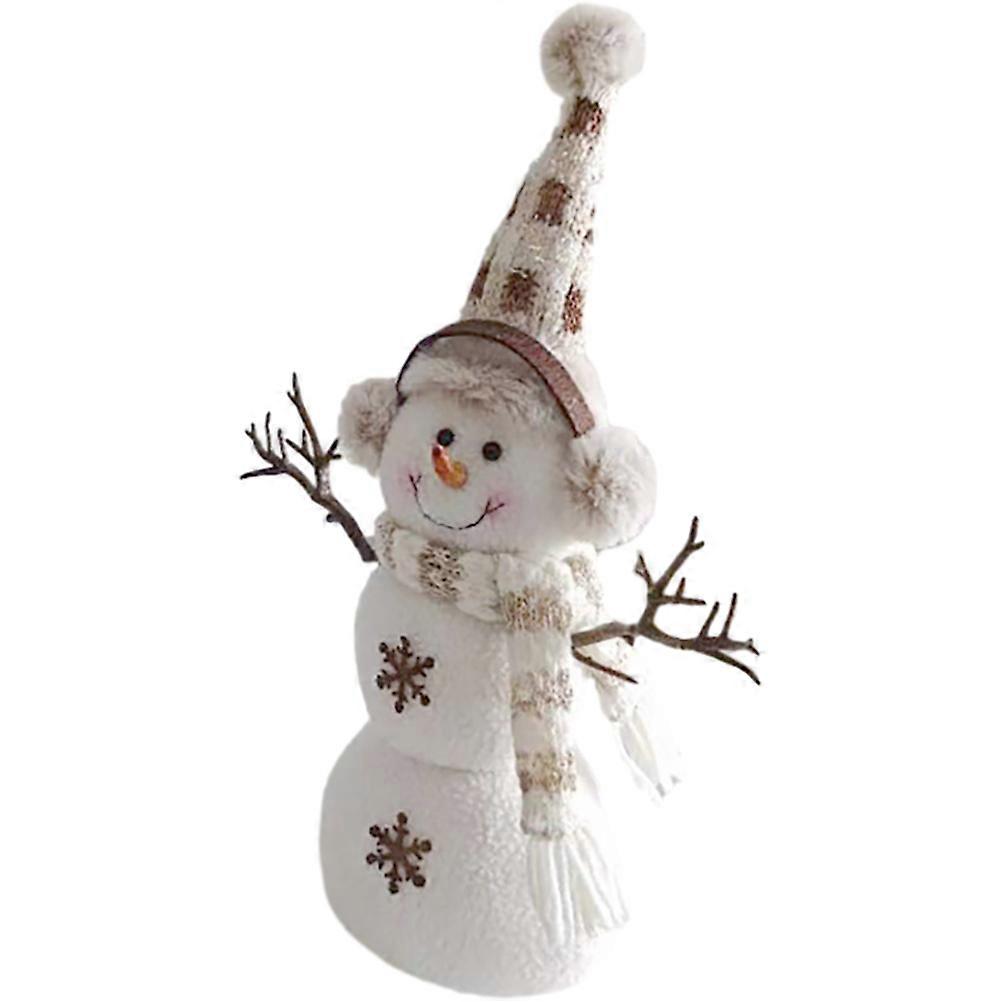 Knitted Snowman Desk Ornament Ideal For Christmas Celebrations Multi Colored Tabletop Decoration 1 Set