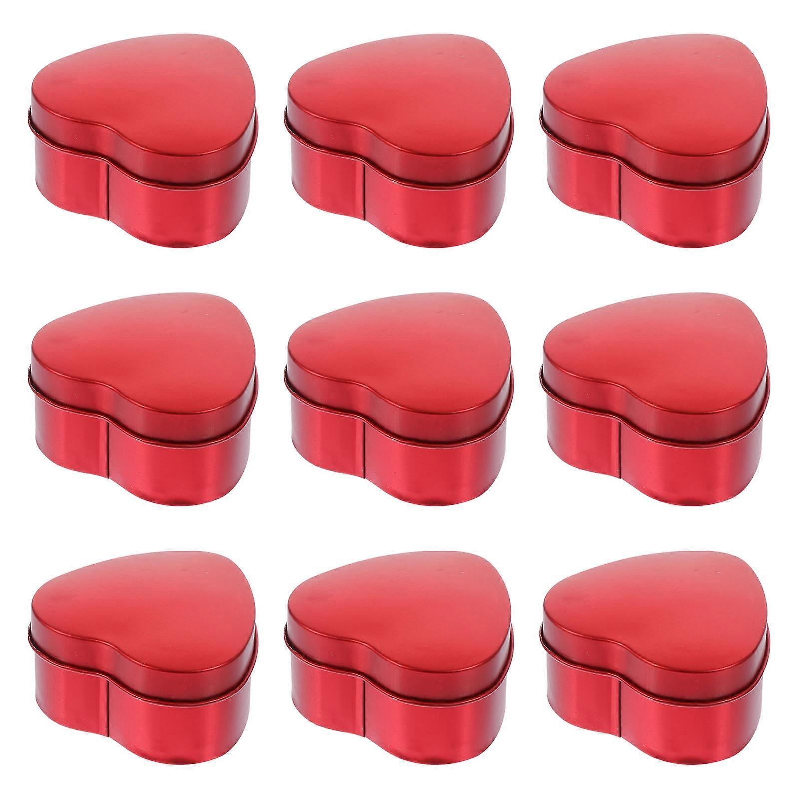 12pcs Red Heart Shaped Candy Boxes, Durable Tin Packaging, Empty Treat Containers for Wedding Party Favors with Romantic Design