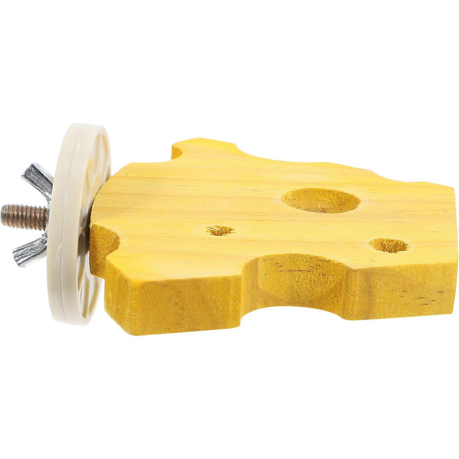 Wooden Bird Perch Stand for Pet Parrots to Play and Exercise with Natural Wood Yellow Color