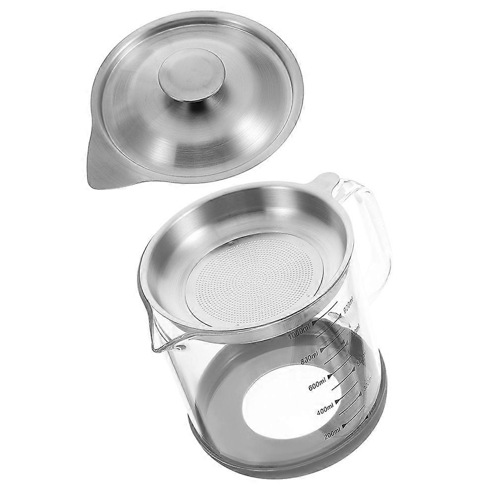 Bacon Grease Container with Fine Mesh Strainer, Heat Resistant Handle, Multi Use Oil Storage Pot for Cooking, Deep Frying, Juices, and Soups