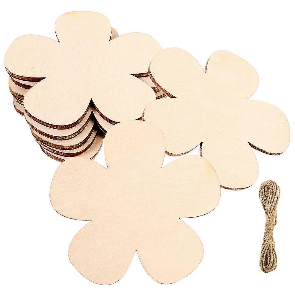 1 Set Unfinished Wooden Flower Cutouts DIY Craft Natural Wood Slices for Graffiti Projects Safe Smooth Surface for Art Home Decor
