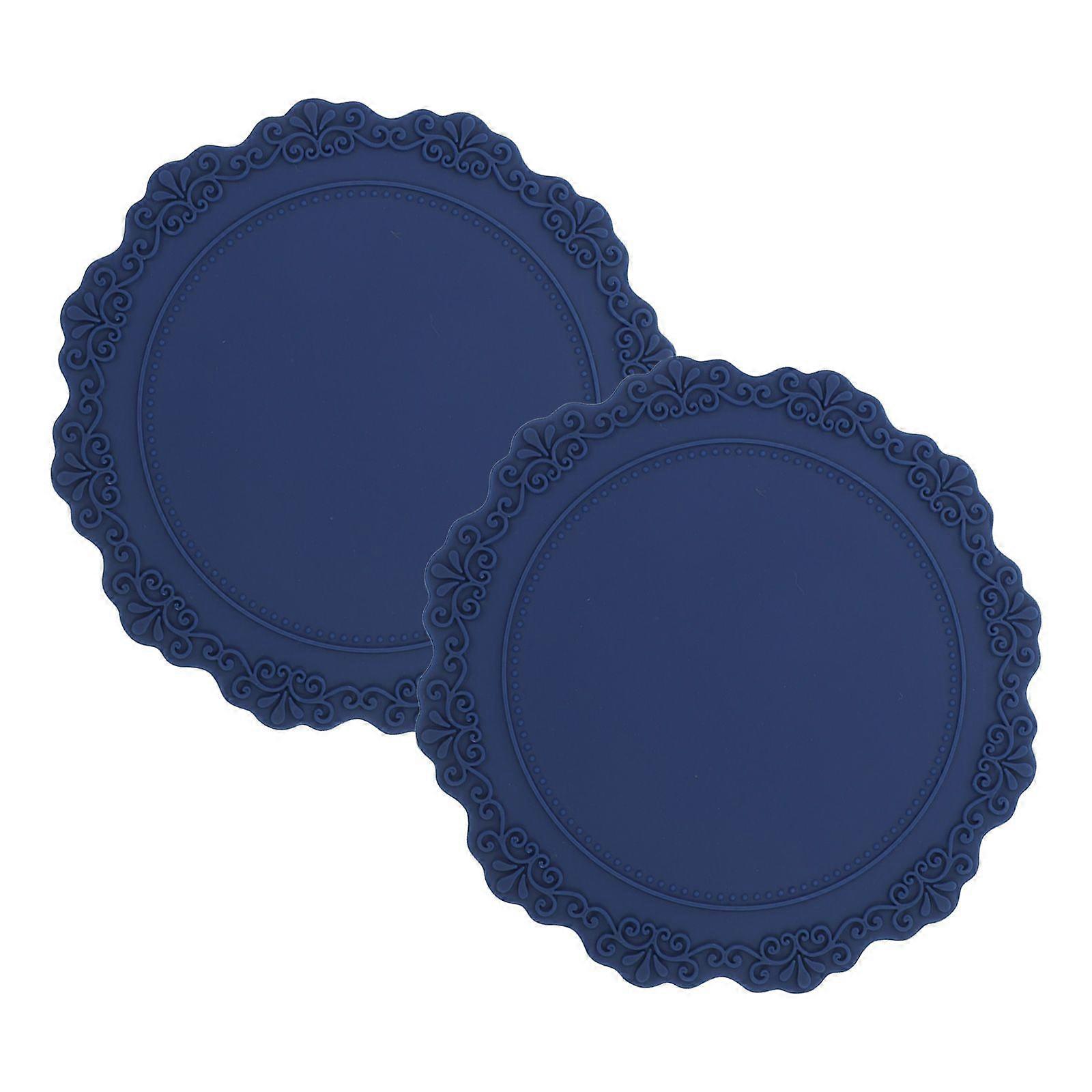 2pcs  Waterproof Place Mats Embossed Silicone Table Mats Table Supplies