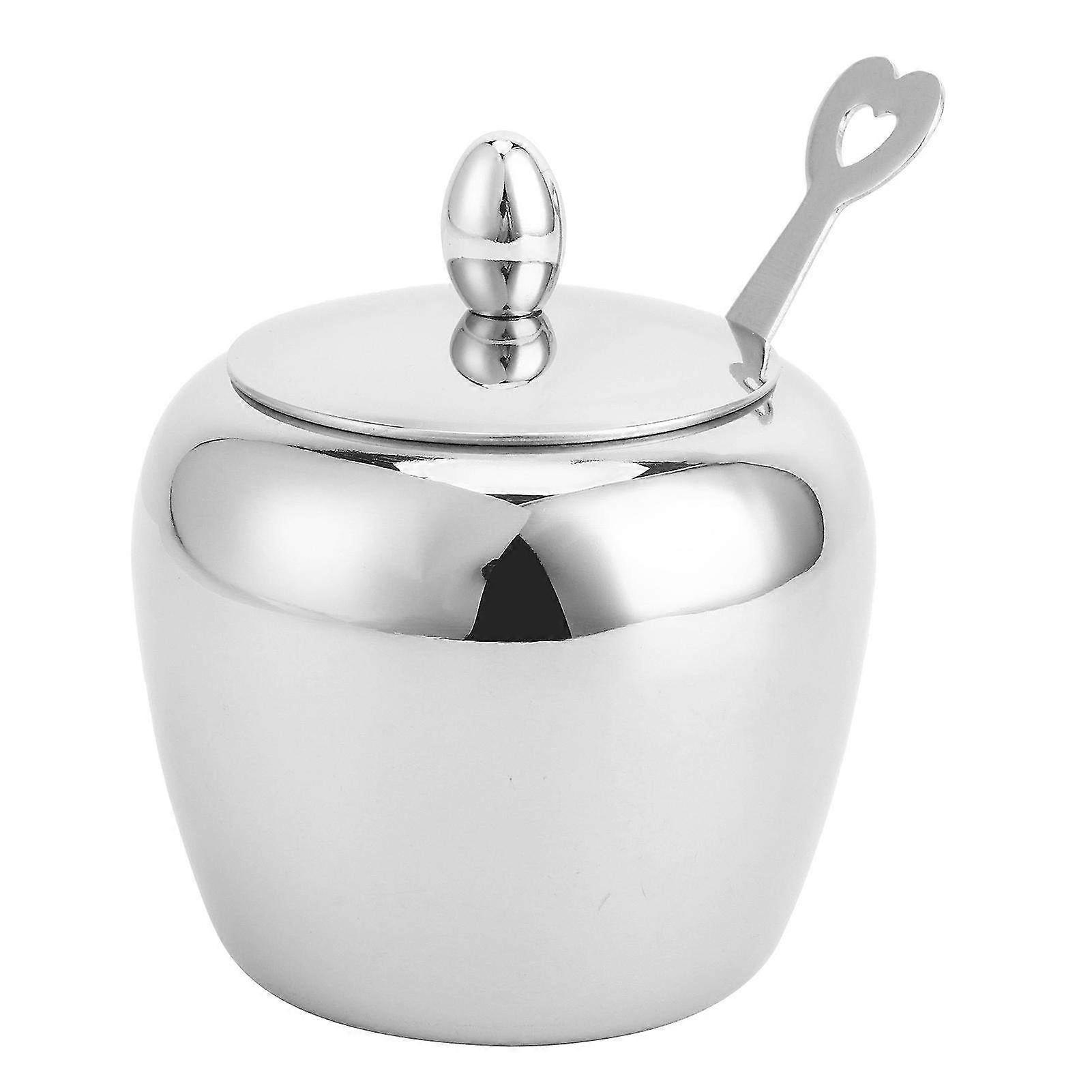 304 Stainless Steel Sugar Bowl with Spoon - Multi-Purpose Container for Salt, Pepper, and Spices Storage