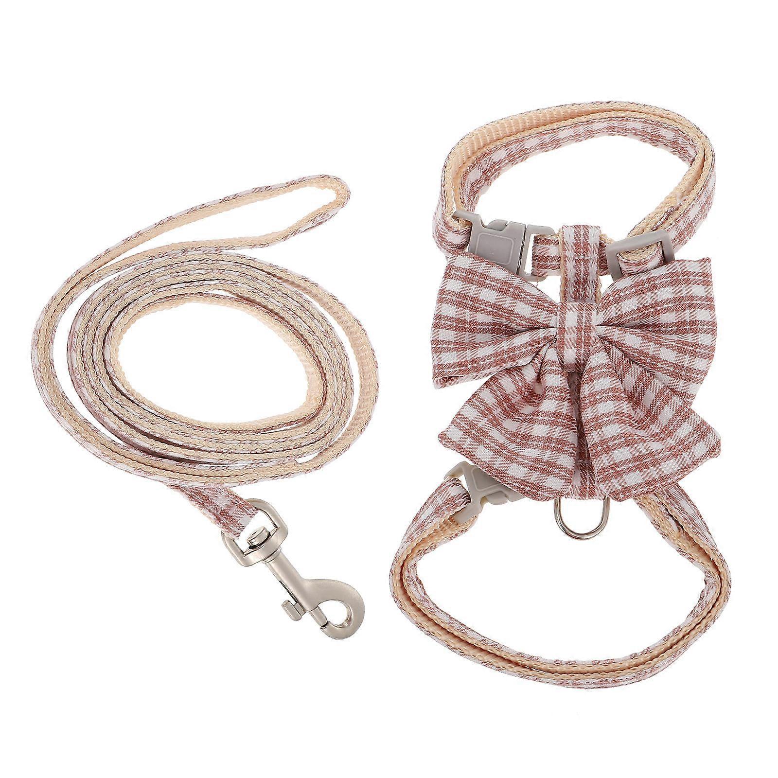 Adjustable Pink Cat Harness and Leash Set for Outdoor Walking Polyester Material Comfortable Fit