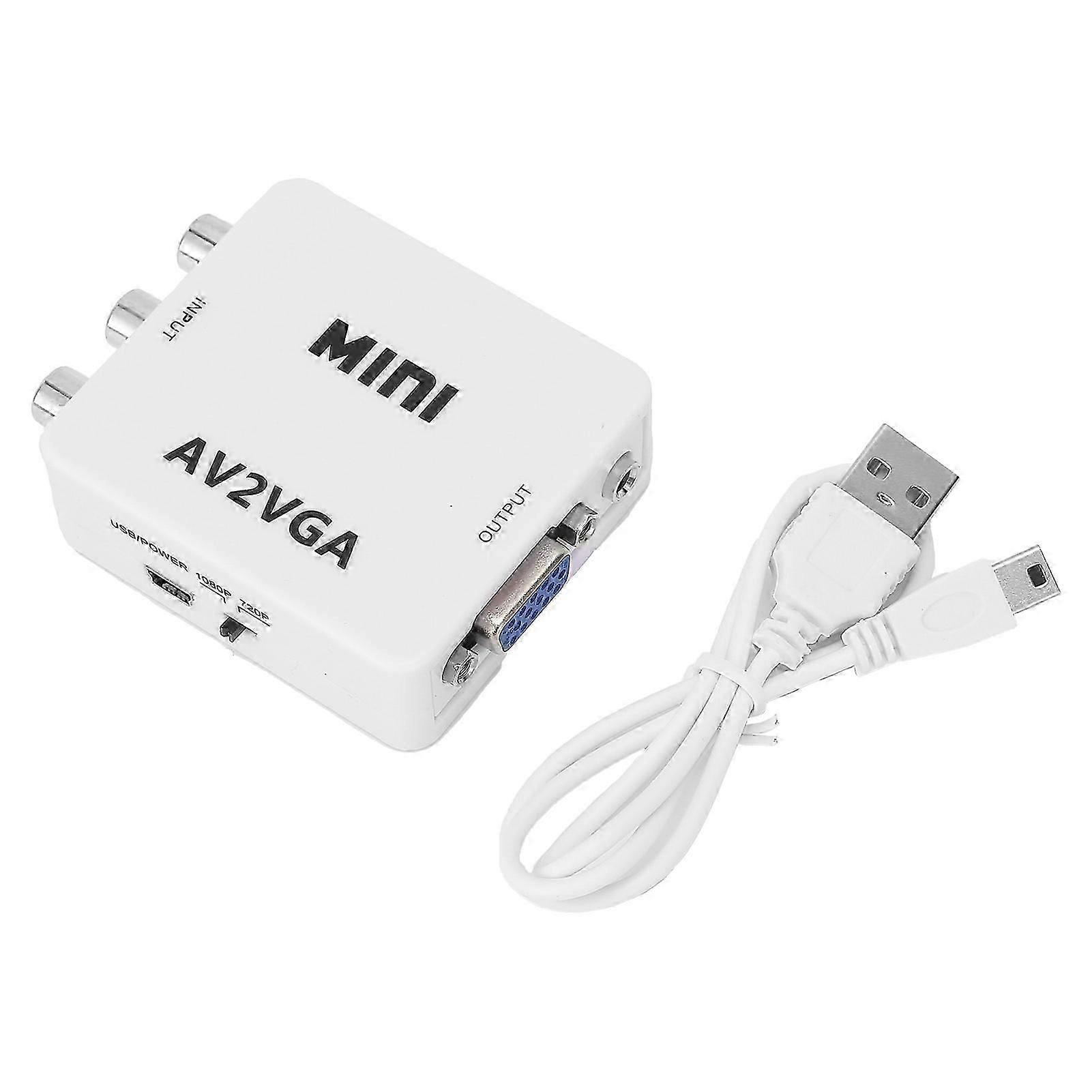 HD 1080P Mini Video Converter AV to VGA Computer to TV Video Adapter with DaCable