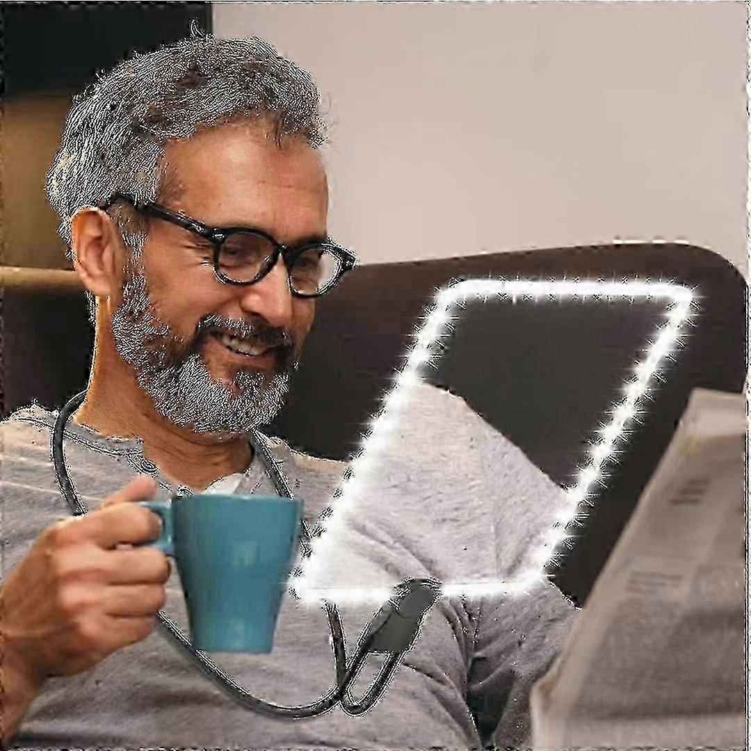 Lupa recarregável com as mãos livres com luz e suporte 5x Lupa de uso de pescoço para idosos para leitura de reparo de costura-FPJ23