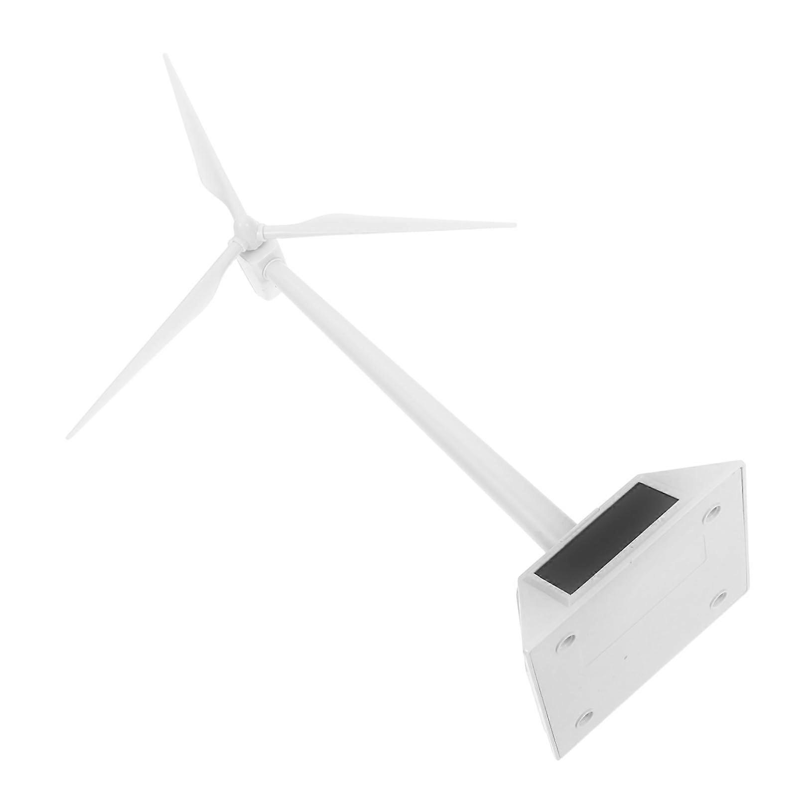 Windmill Model White Plastic Solar Powered Easy Assembly Desk Decor