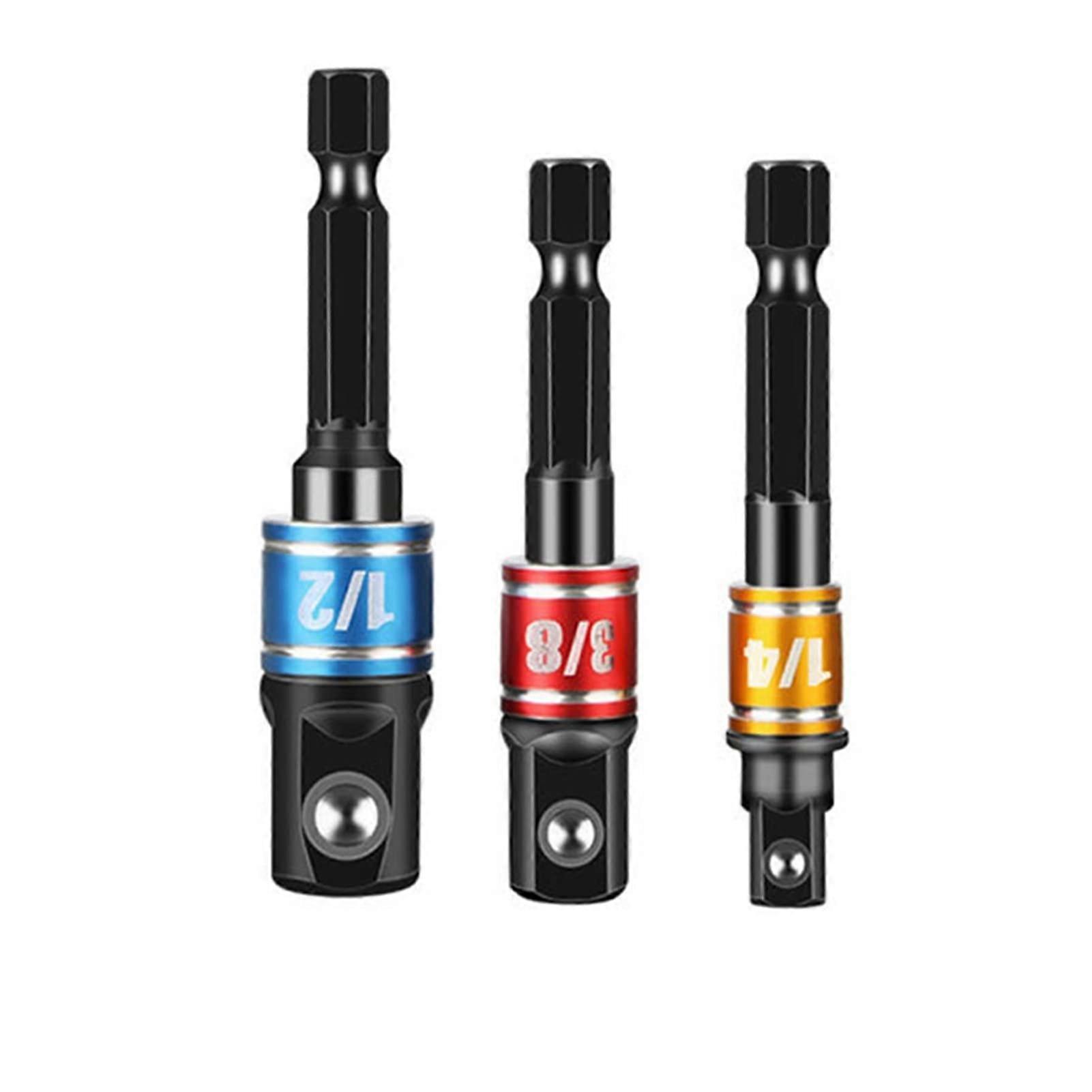 Hex Handle Square Head Extension Set, 3-Piece Sleeve Connectors for 1/2, 1/4, 3/8 Drive, Multifunction Sleeve Wrenches