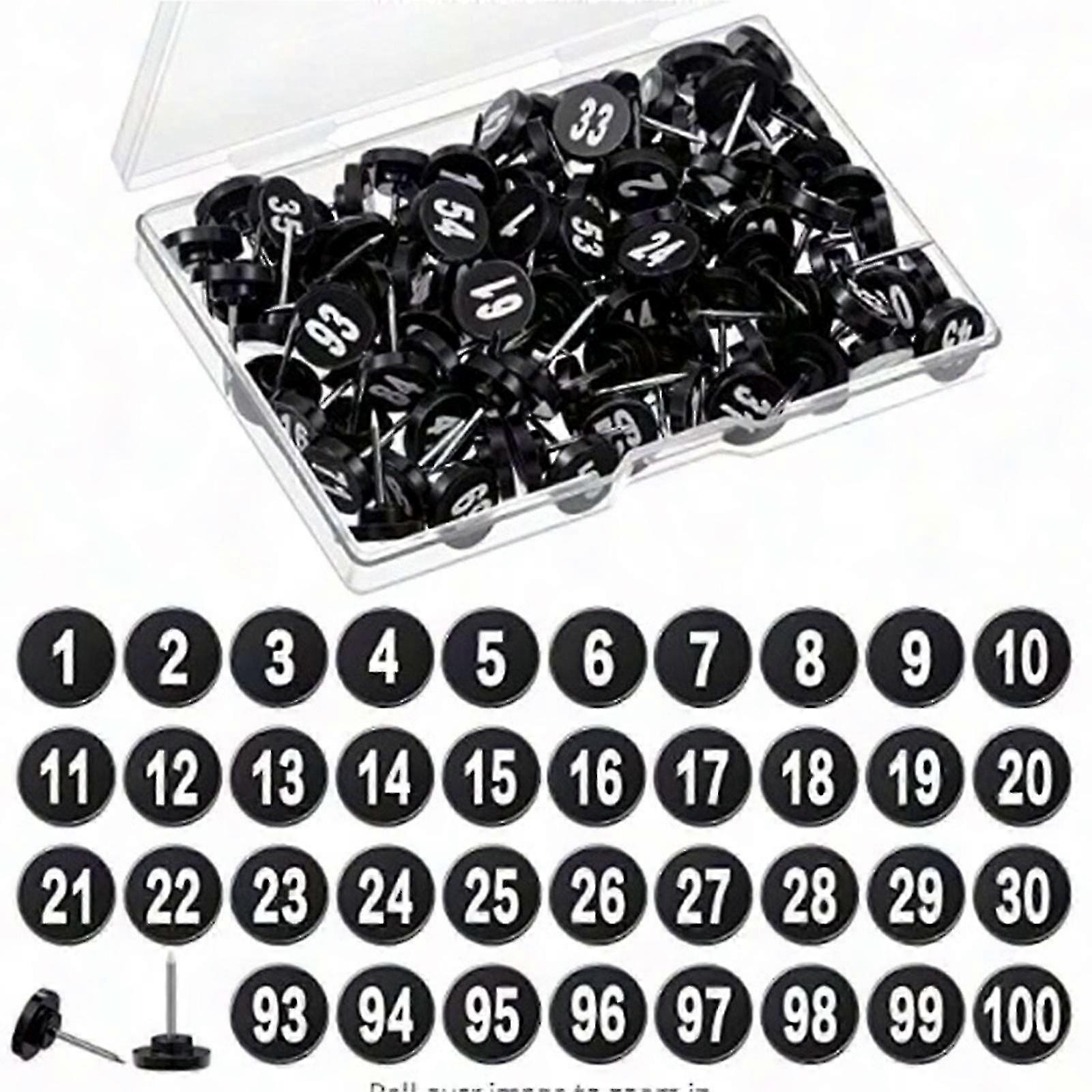100Pcs White Round Numbered Push Pins - Decorative Map Tacks for Office, School Bulletin Boards & Photo Wall Display