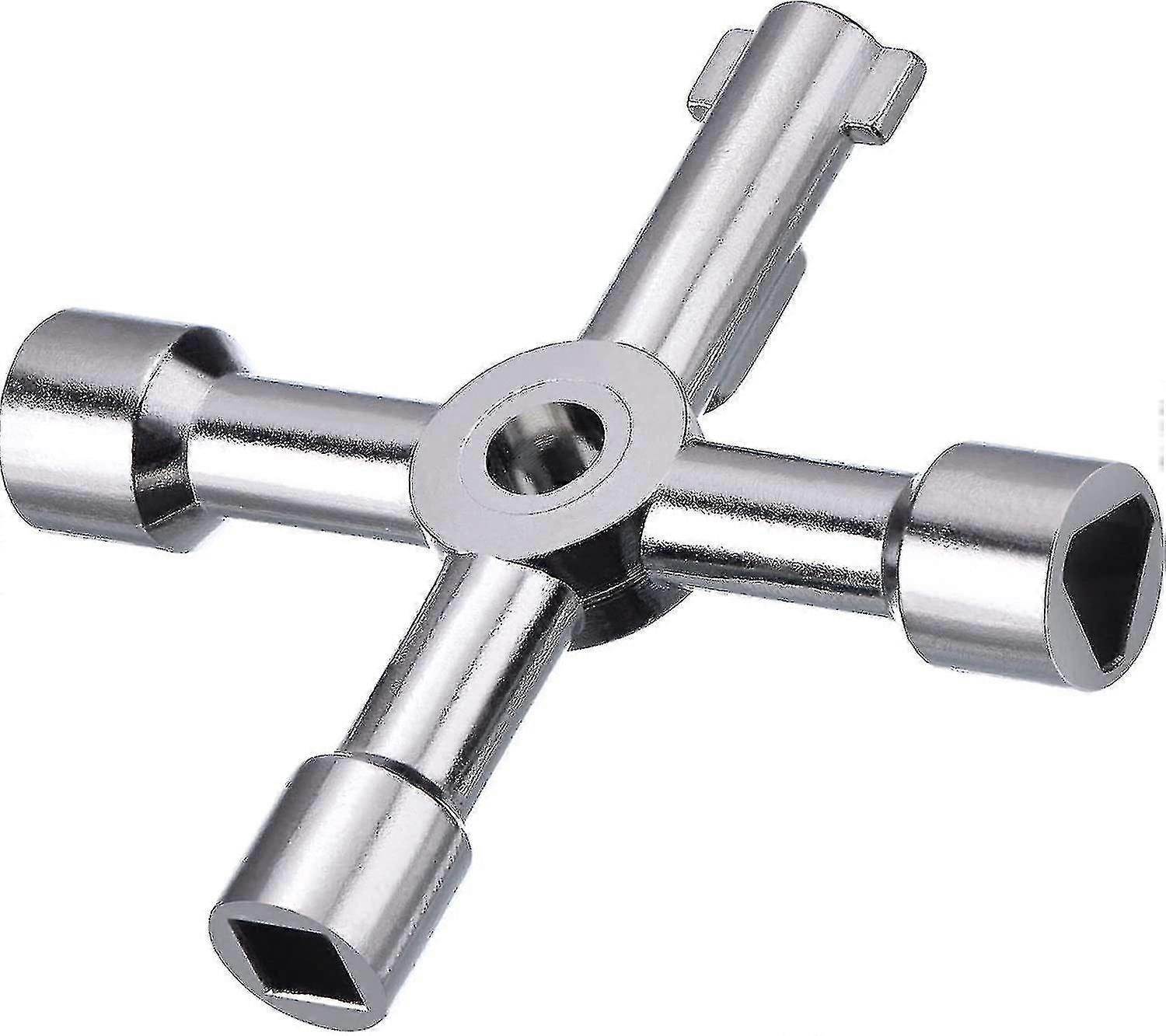 Meter Box Key Gas Key Meter Key 4-vejs multifunktionelle utilities nøgle til elskab skab åbning Key (sølv)