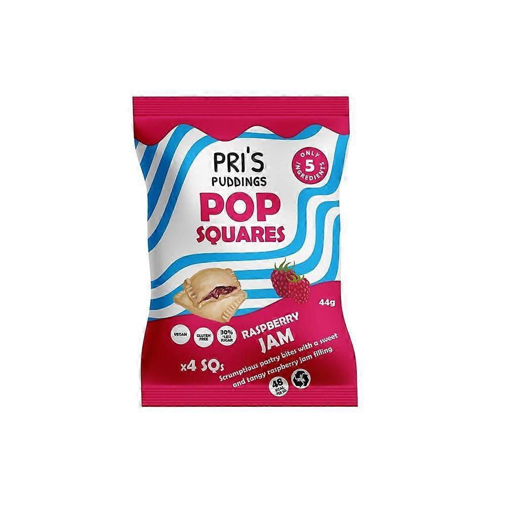 Pris Puddings Pop Squares with Raspberry Jam 44g - 3 Pack