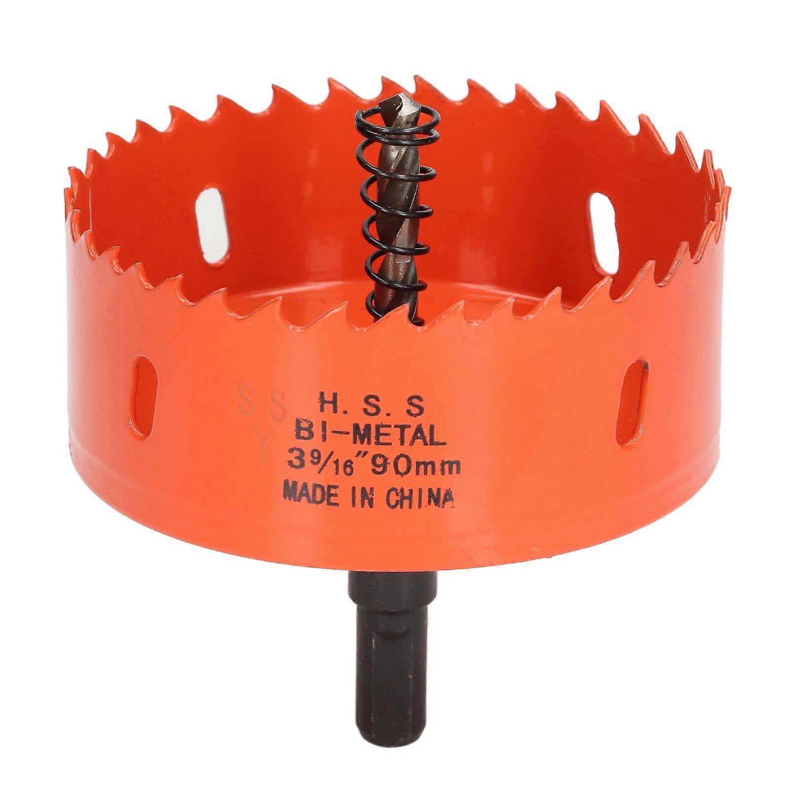 Bimetal Hole Saw HSS with Heavy Duty Arbor for Cornhole Boards Wood PVC Metal Power Drill Parts 3 9/16in(90mm)