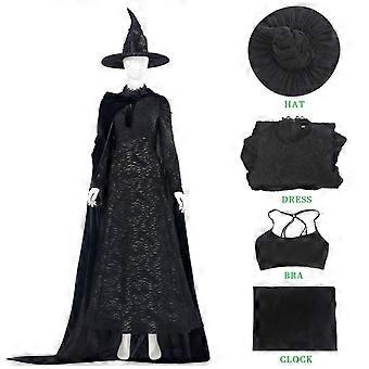 black evening dresses with long sleeves Elphaba Cosplay Costume Female Black Dress Halloween Carnival Suit –  Cosplaysky.ca