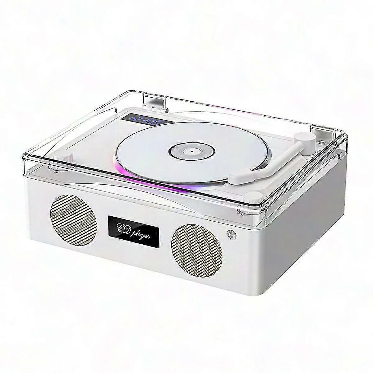 Wireless Bluetooth 5.0 CD Player with LED Lights, Built-in Speaker, HIFI Music & FM Radio Playback - Lossless Audio