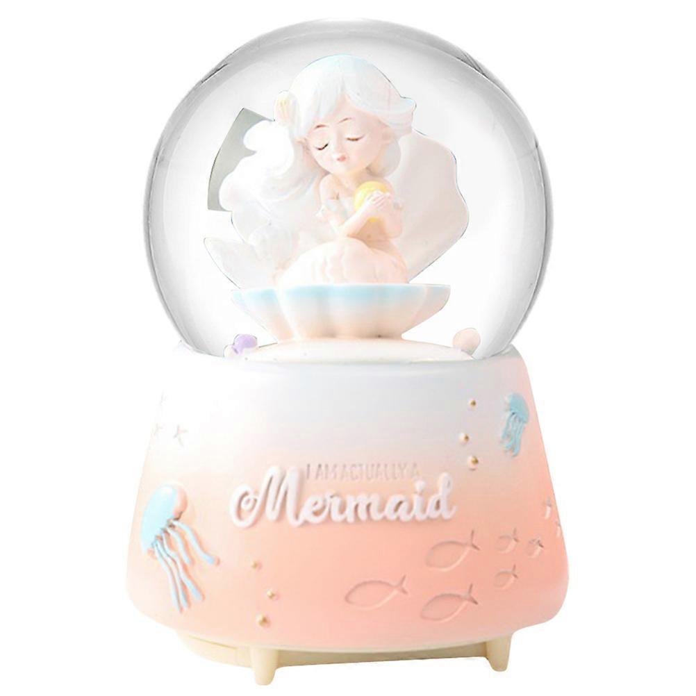 Mermaid Snow Globe Lighted Decorative Girls Room Decor With Multi Color And Simple Design 1Pack