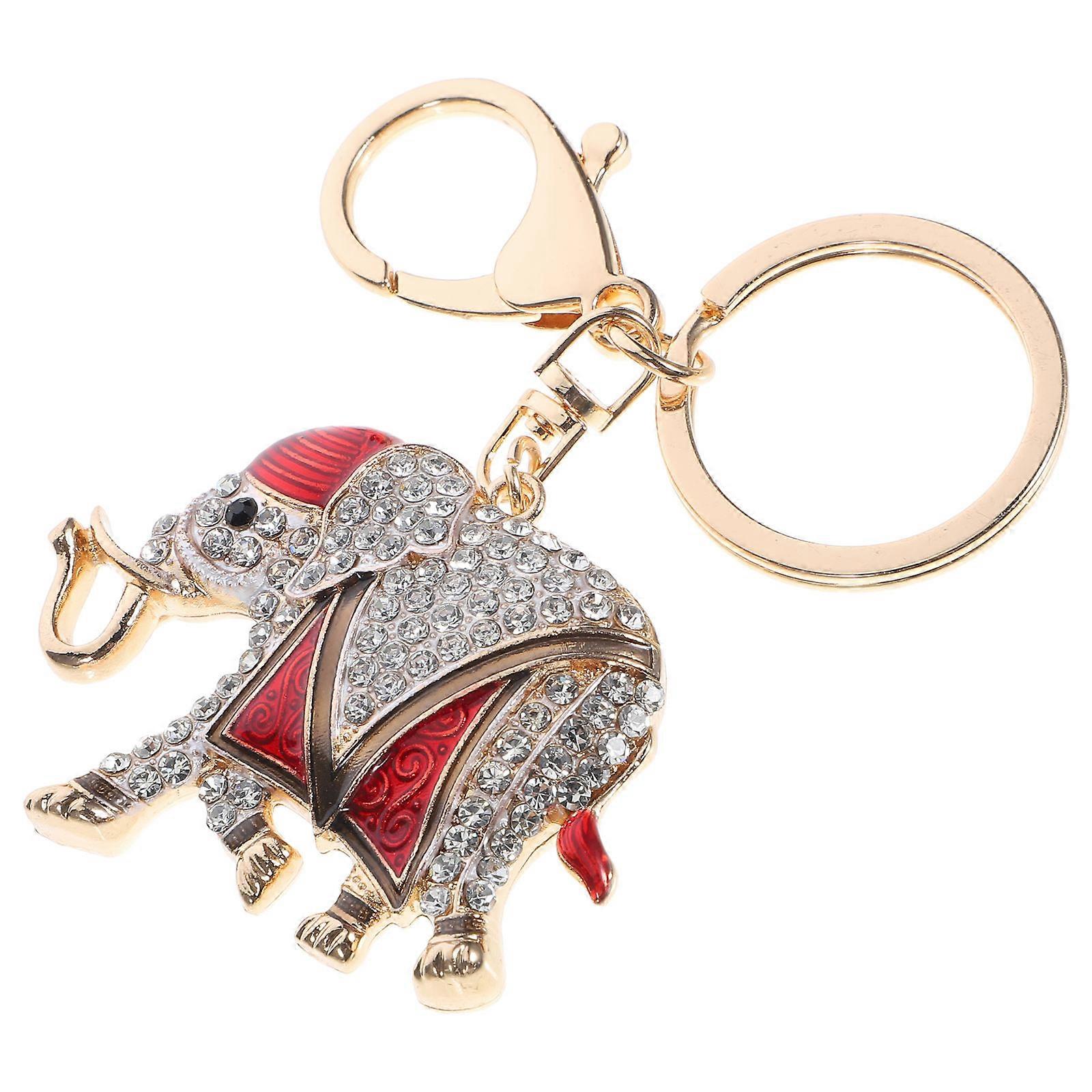 Rhinestone Elephant Pendant Keychain Charm Fortune Symbol Gift Giving Children 10.80X5.70X1.00CM