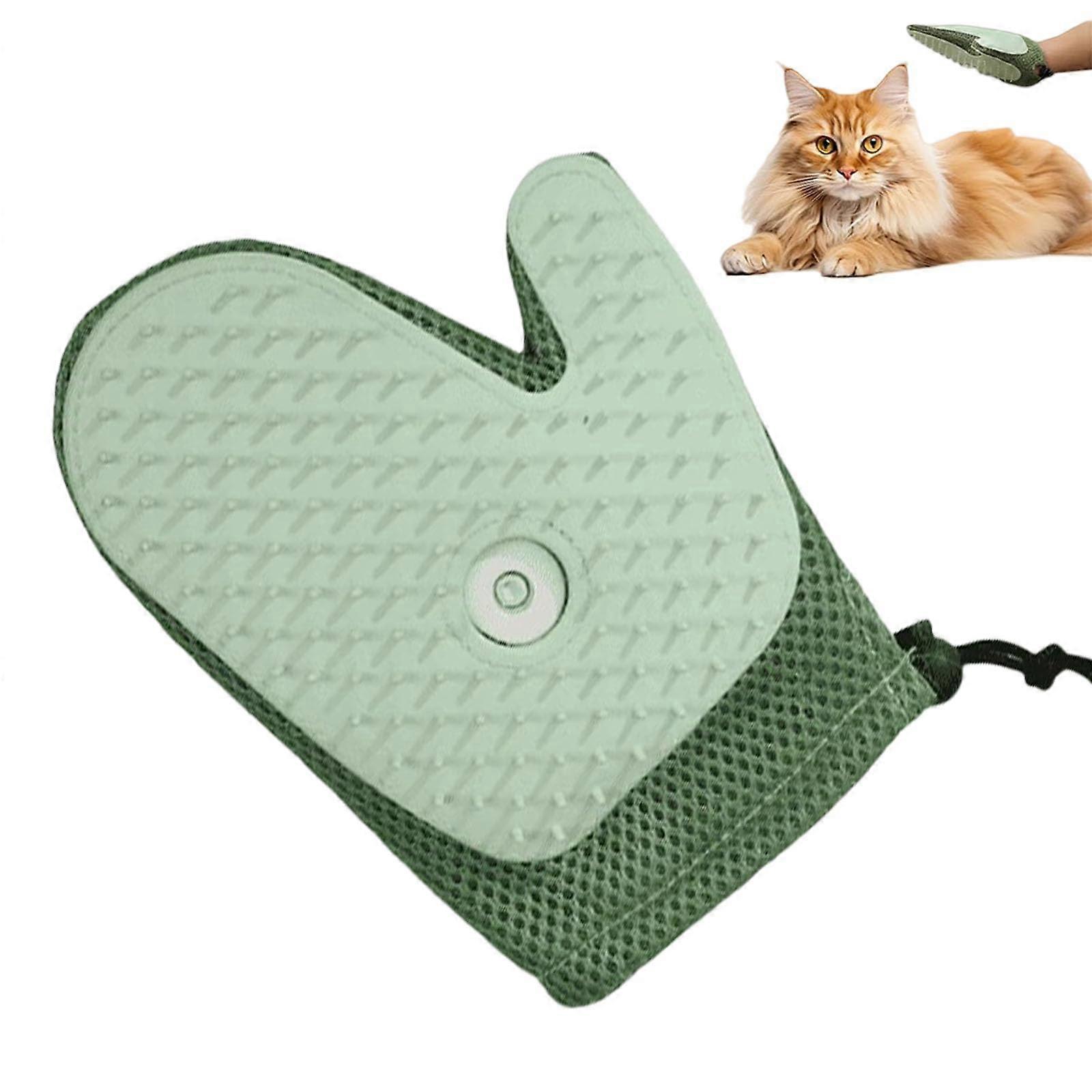 Pet Grooming Glove with Spray Bottle, Anti-Static Deshedding Brush for Dogs and Cats, Green Reusable Cleaning Tool