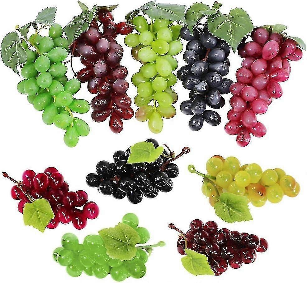 10 Pack Assorted Artificial Grapes Frosted Grape Clusters Decorative Grapes Bunches Rubber Grape Bun