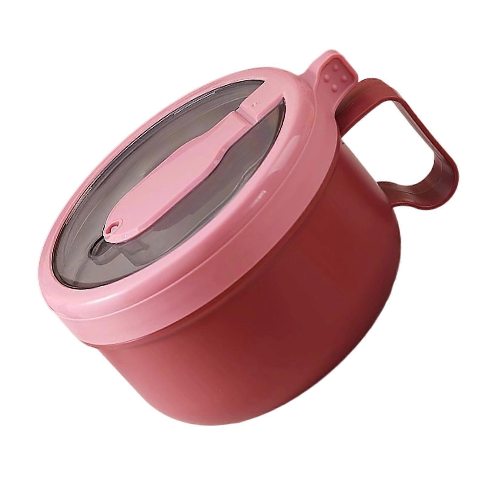 Microwaveable Food Storage Box With Sturdy Grip Handle for Noodles and Meals  Red